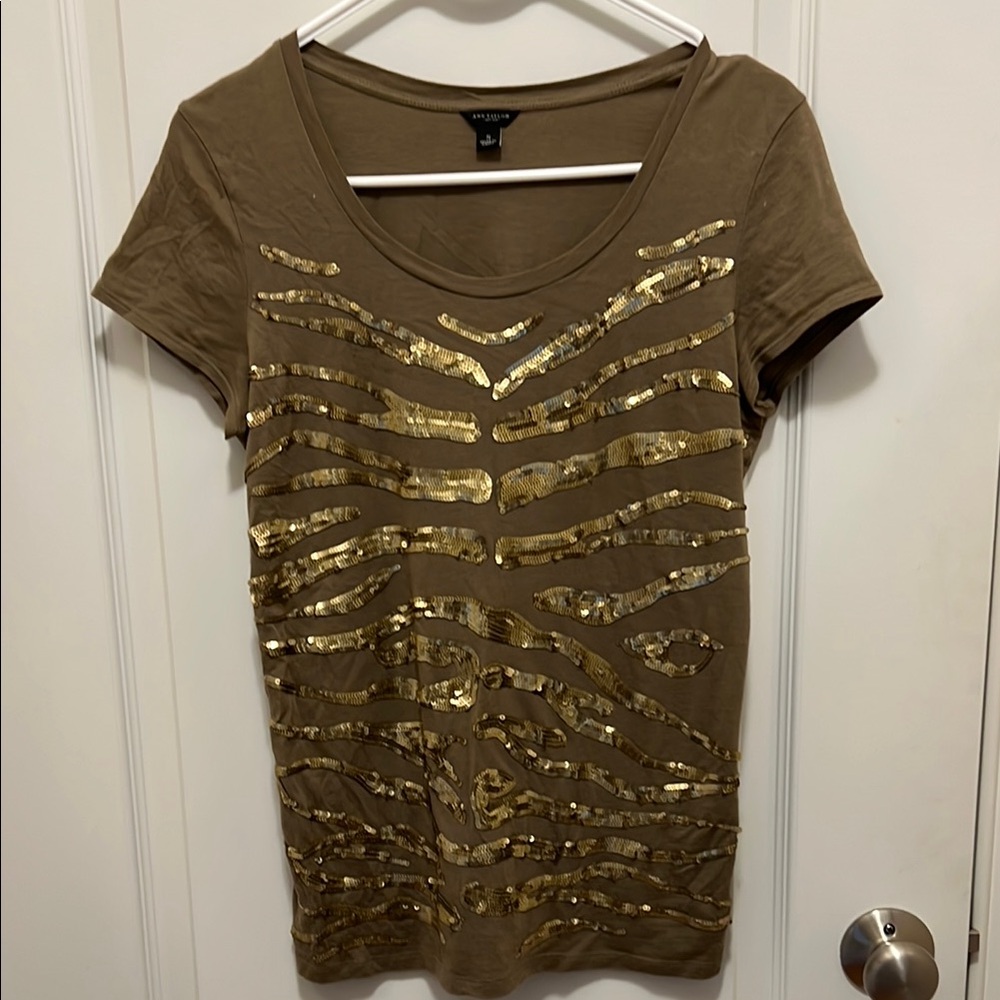 Gold Sequin Brown Top